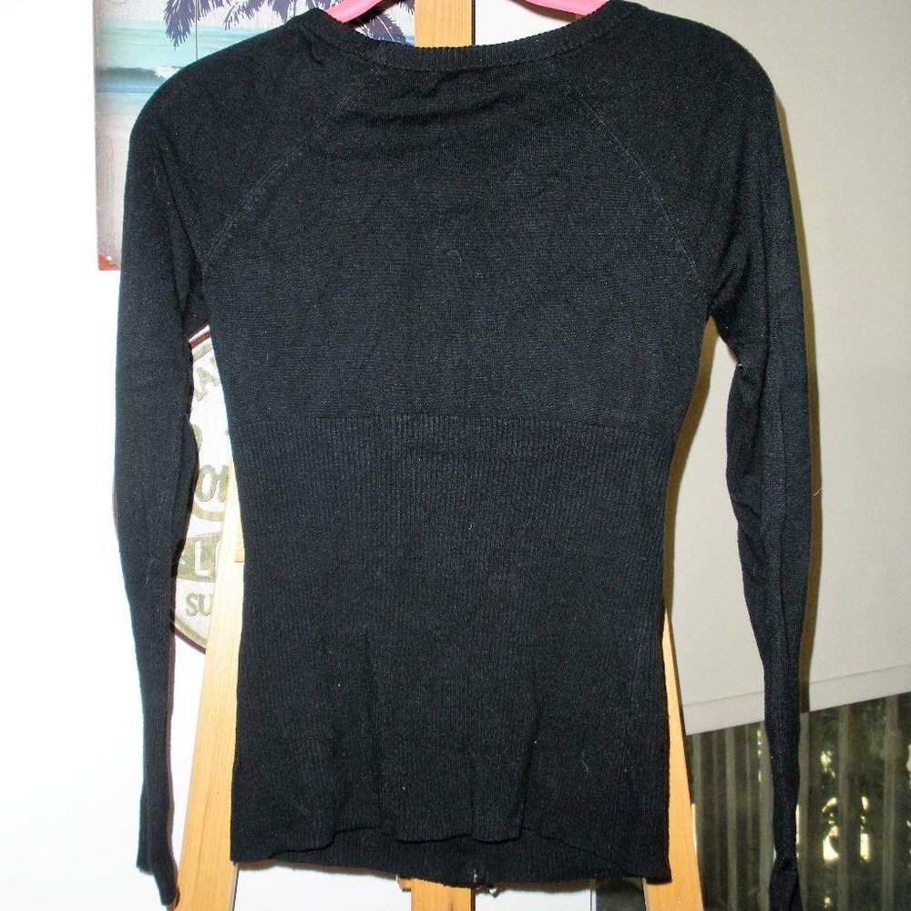 Vintage GUESS Black Front zip V neck cardigan SZ: M - Picture 2 of 6